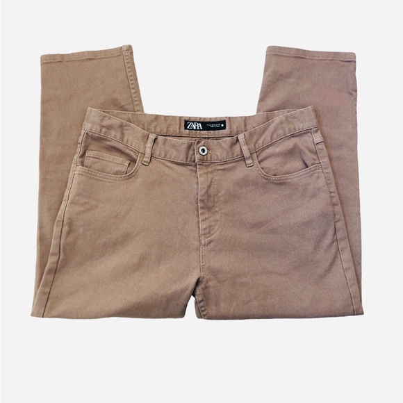 Zara Camel Tan Mom Fit Ankle Crop High Rise New Generation Jeans Women’s Size 34 - Picture 4 of 14